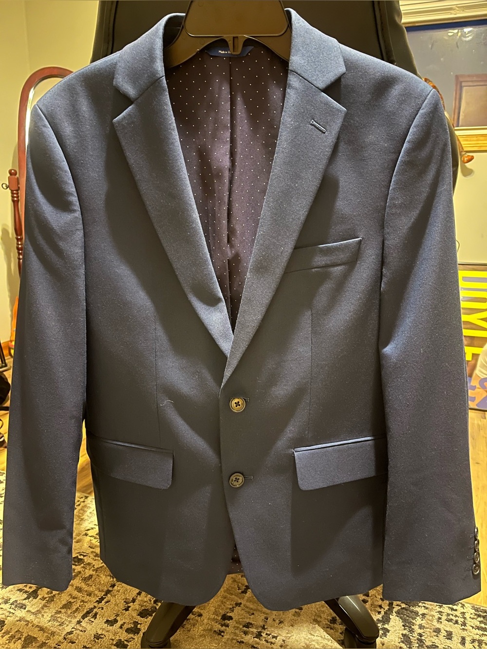 Men's Navy Blazer - Classic Two-Button Suit Jacket